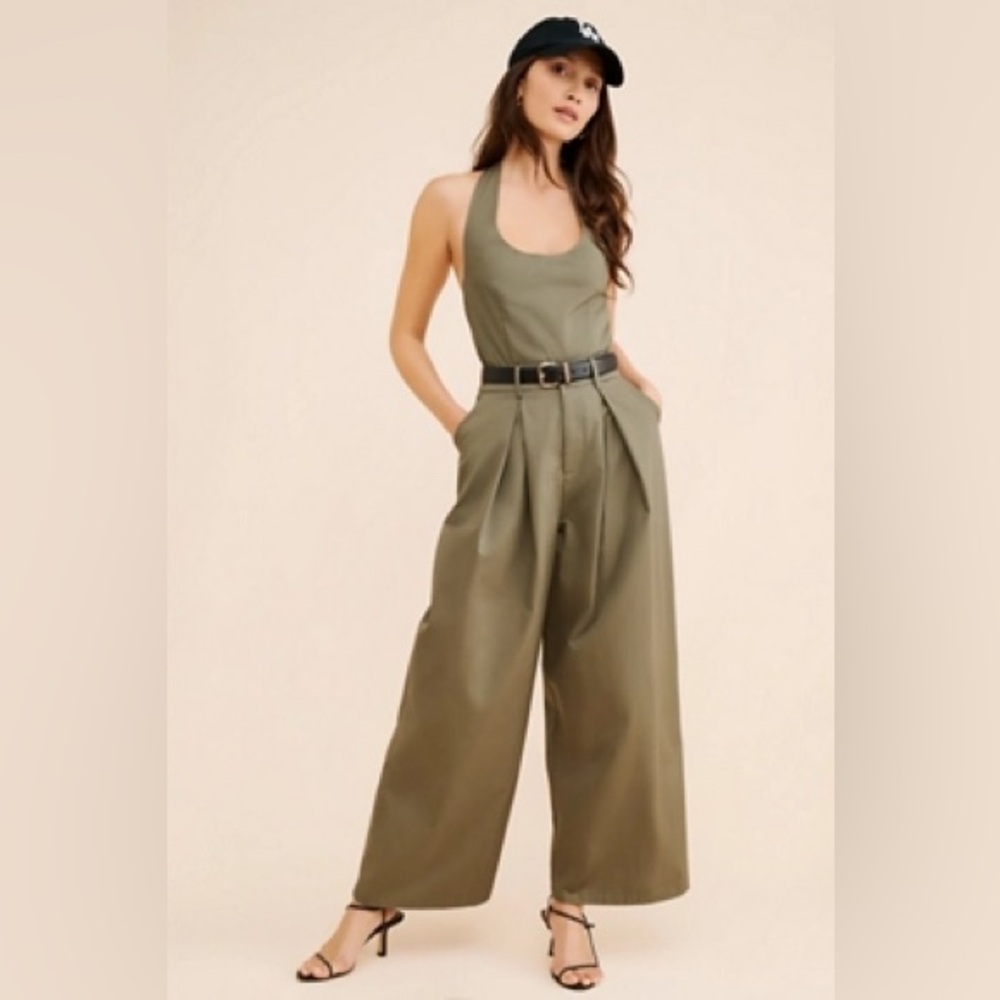 NWT Anthropologie Flat White Halter Trouser Jumpsuit -‎ XS